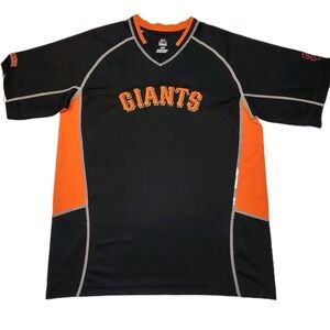 San Francisco Giants Majestic Jersey Mens L Black Orange MLB Sewn Logo Mesh